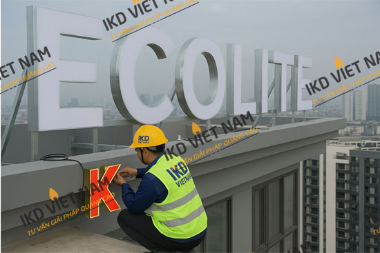 Quy trình làm biểu tượng tòa nhà chất liệu inox