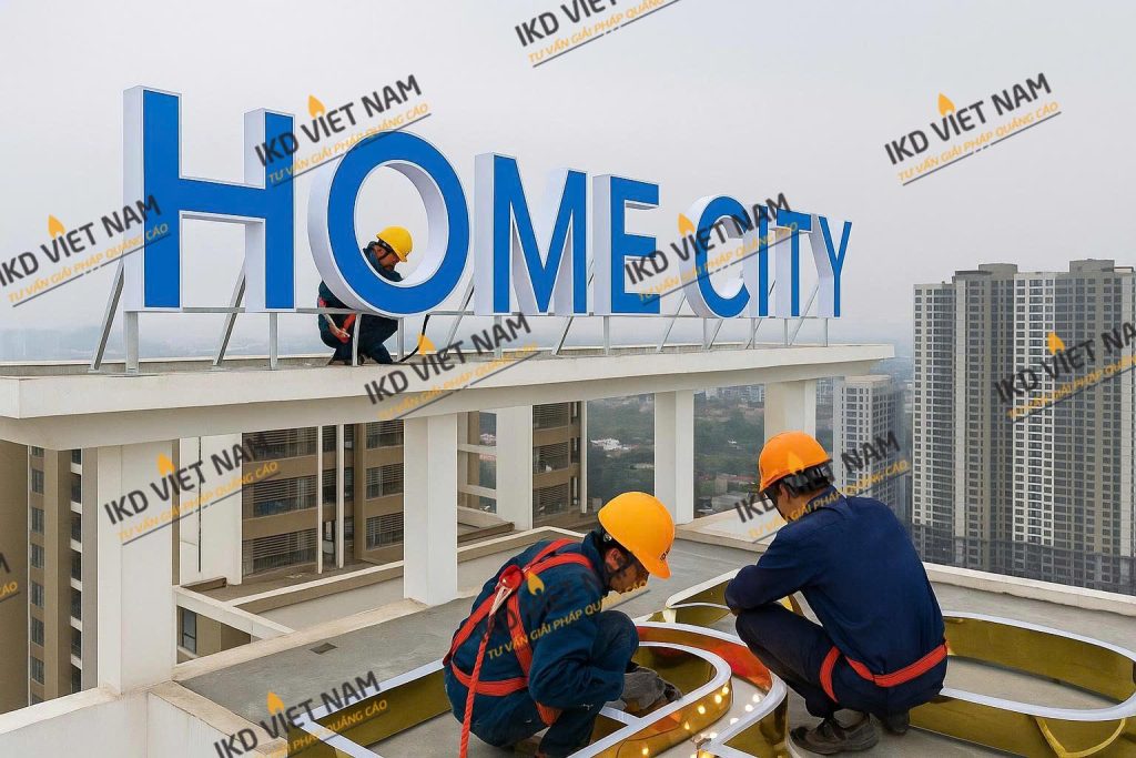 Quy trình thiết kế sản xuất thi công biểu tượng tòa nhà chất liệu inox
