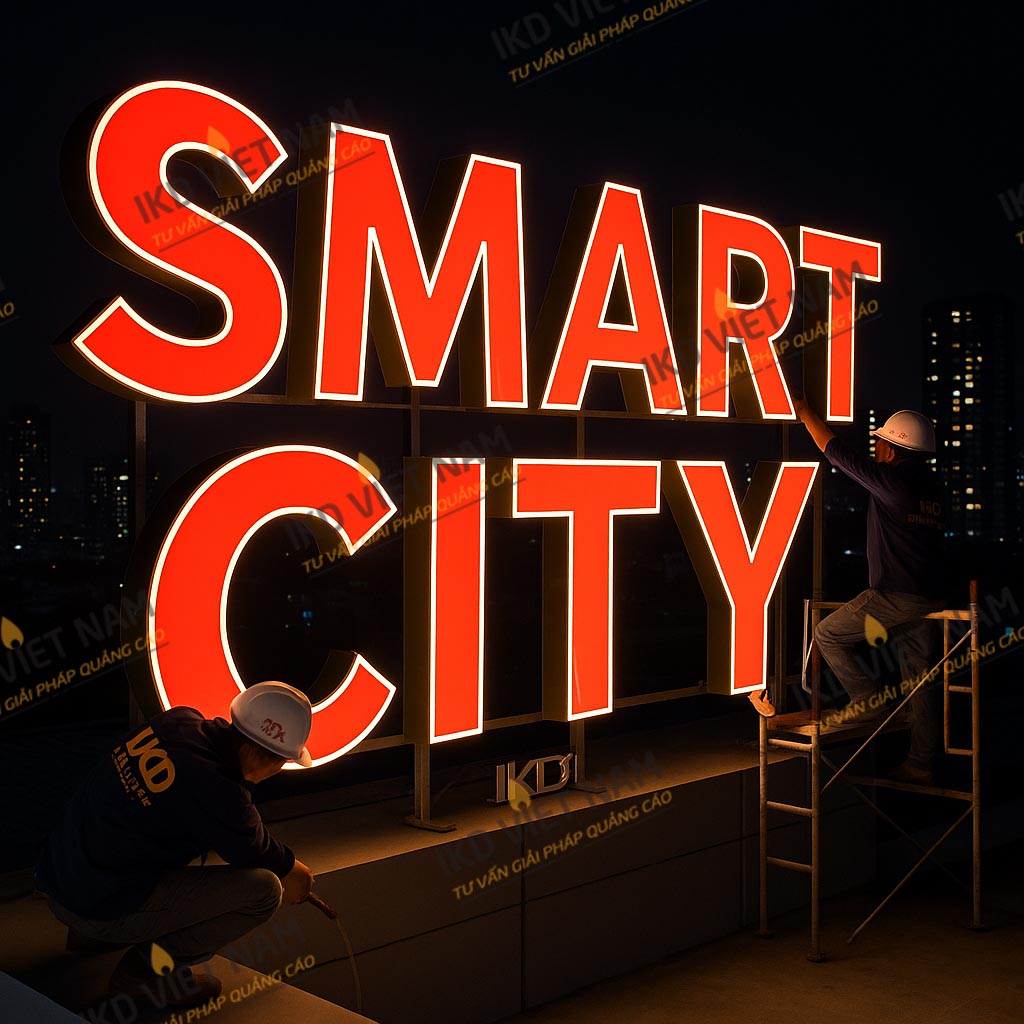 Quy trình thiết kế bộ chữ tòa nhà chất liệu inox